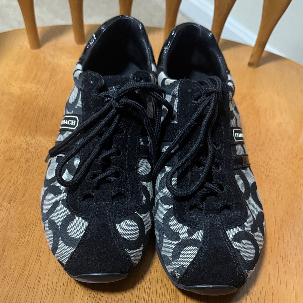 Coach Black and Gray Signature Canvas Lace-Up Sneakers